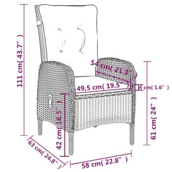 7-tlg. Garten-Essgruppe Poly Rattan Grau