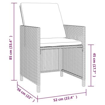 9-tlg. Garten-Essgruppe mit Kissen Poly Rattan Schwarz