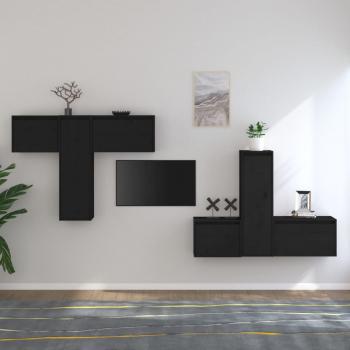 ARDEBO.de - TV-Schränke 6 Stk. Schwarz Massivholz Kiefer