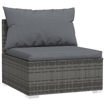 9-tlg. Garten-Lounge-Set mit Auflagen Poly Rattan Grau
