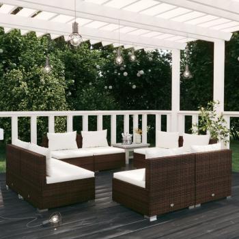 ARDEBO.de - 8-tlg. Garten-Lounge-Set mit Kissen Poly Rattan Braun