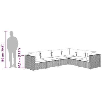 6-tlg. Garten-Lounge-Set mit Kissen Poly Rattan Braun
