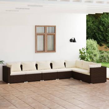 ARDEBO.de - 7-tlg. Garten-Lounge-Set mit Kissen Poly Rattan Braun