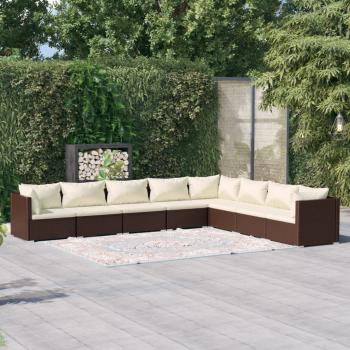 ARDEBO.de - 8-tlg. Garten-Lounge-Set mit Kissen Poly Rattan Braun