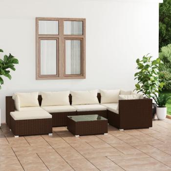 ARDEBO.de - 7-tlg. Garten-Lounge-Set mit Kissen Poly Rattan Braun