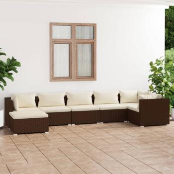 ARDEBO.de - 7-tlg. Garten-Lounge-Set mit Kissen Poly Rattan Braun