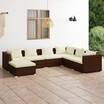 ARDEBO.de - 7-tlg. Garten-Lounge-Set mit Kissen Poly Rattan Braun