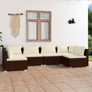 ARDEBO.de - 6-tlg. Garten-Lounge-Set mit Kissen Poly Rattan Braun