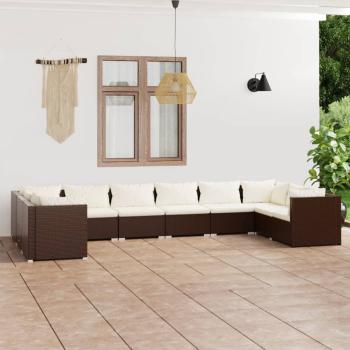 ARDEBO.de - 10-tlg. Garten-Lounge-Set mit Kissen Poly Rattan Braun