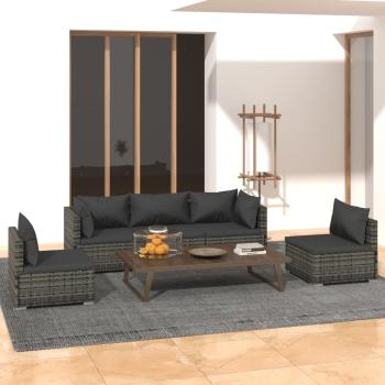 ARDEBO.de - 5-tlg. Garten-Lounge-Set mit Kissen Poly Rattan Grau