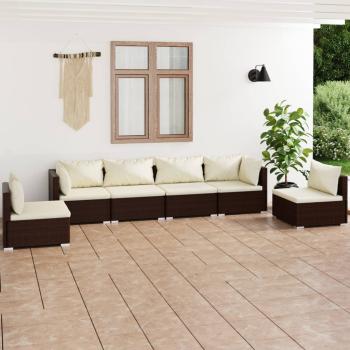 ARDEBO.de - 6-tlg. Garten-Lounge-Set mit Kissen Poly Rattan Braun