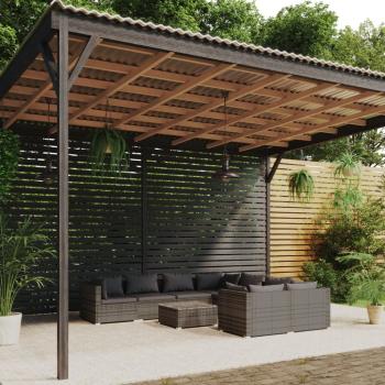 ARDEBO.de - 9-tlg. Garten-Lounge-Set mit Kissen Poly Rattan Grau
