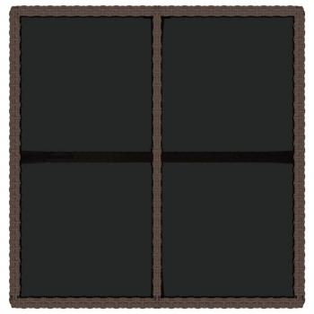 Gartentisch Braun 109x107x74 cm Poly Rattan und Glas
