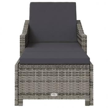 Sonnenliege mit Dunkelgrauer Auflage Poly Rattan Grau