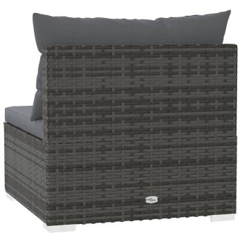 3-Sitzer-Sofa mit Kissen Grau Poly Rattan