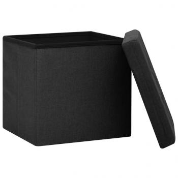 Hocker mit Stauraum Schwarz Leinenoptik