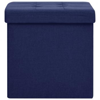 Hocker mit Stauraum 2 Stk. Blau Leinenoptik