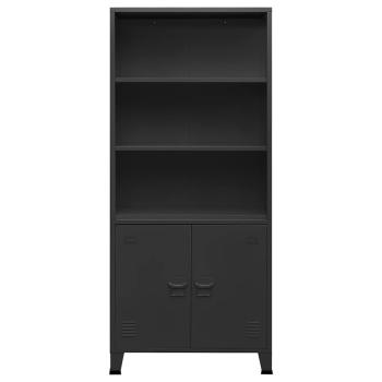 Bücherregal im Industrie-Stil Anthrazit 80x32x180 cm Stahl