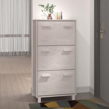 ARDEBO.de - Schuhschrank HAMAR Weiß 59,5x35x117 cm Massivholz Kiefer