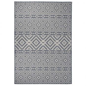 ARDEBO.de - Outdoor-Teppich Flachgewebe 160x230 cm Blau Gestreift