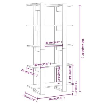 ARDEBO.de - Bücherregal/Raumteiler Sonoma-Eiche 80x30x160 cm Holzwerkstoff