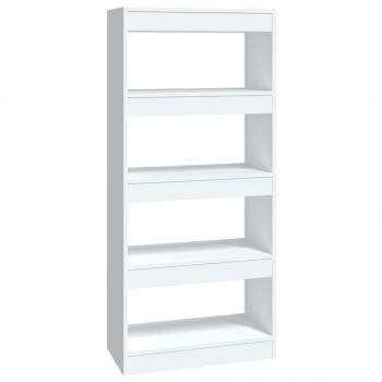 ARDEBO.de - Bücherregal/Raumteiler Hochglanz-Weiß 60x30x135cm Holzwerkstoff