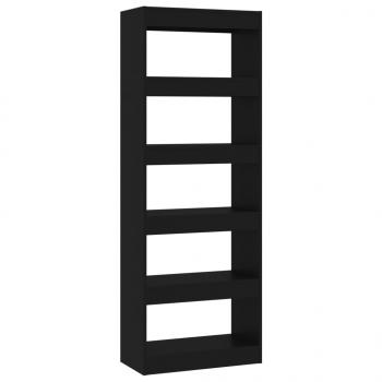 Bücherregal/Raumteiler Schwarz 60x30x166 cm Holzwerkstoff