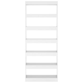 Bücherregal/Raumteiler Hochglanz-Weiß 80x30x198cm Holzwerkstoff