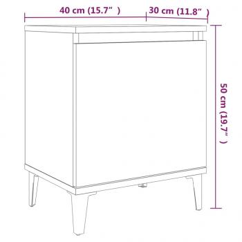 Nachttisch mit Metallbeinen Braun Eichen-Optik 40x30x50 cm