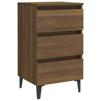 Nachttisch mit Metallbeinen Braun Eichen-Optik 40x35x69 cm