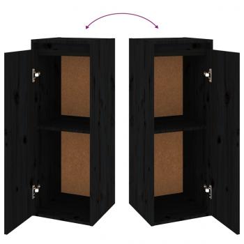 Wandschrank Schwarz 30x30x80 cm Massivholz Kiefer