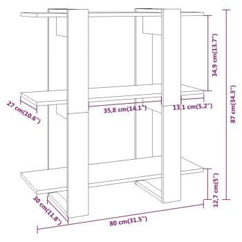 ARDEBO.de - Bücherregal/Raumteiler Braun Eichen-Optik 80x30x87 cm