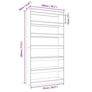 Bücherregal/Raumteiler Grau Sonoma 100x30x198 cm Holzwerkstoff