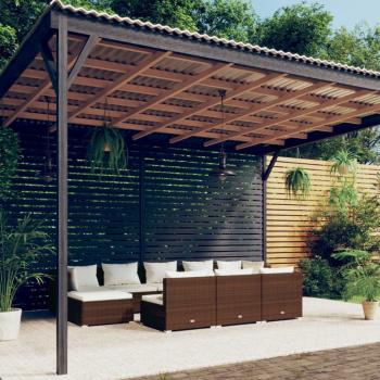 ARDEBO.de - 10-tlg. Garten-Lounge-Set mit Kissen Braun Poly Rattan