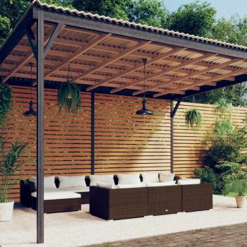 ARDEBO.de - 10-tlg. Garten-Lounge-Set mit Kissen Braun Poly Rattan