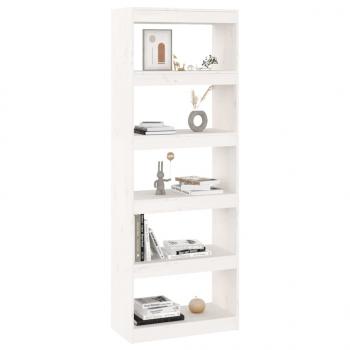 Bücherregal/Raumteiler Weiß 60x30x167,5 cm Massivholz Kiefer