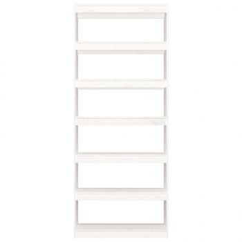 Bücherregal/Raumteiler Weiß 80x30x199,5 cm Massivholz Kiefer