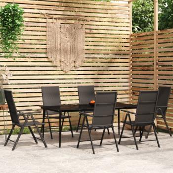 ARDEBO.de - 7-tlg. Garten-Essgruppe Schwarz