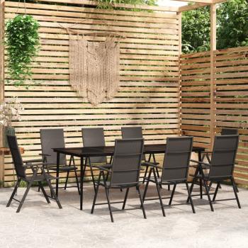 ARDEBO.de - 9-tlg. Garten-Essgruppe Schwarz