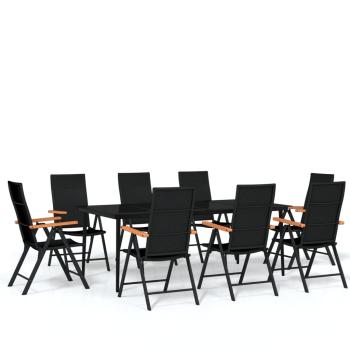9-tlg. Garten-Essgruppe Schwarz