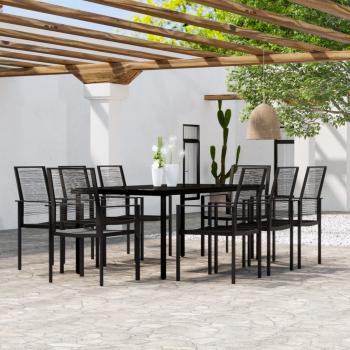 ARDEBO.de - 9-tlg. Garten-Essgruppe Schwarz