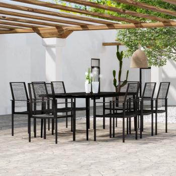 ARDEBO.de - 9-tlg. Garten-Essgruppe Schwarz