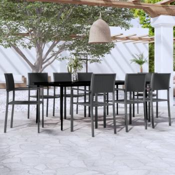 ARDEBO.de - 9-tlg. Garten-Essgruppe Schwarz