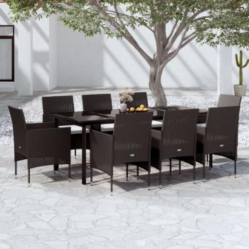 ARDEBO.de - 9-tlg. Garten-Essgruppe mit Kissen Schwarz