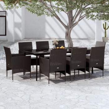 ARDEBO.de - 9-tlg. Garten-Essgruppe mit Kissen Schwarz