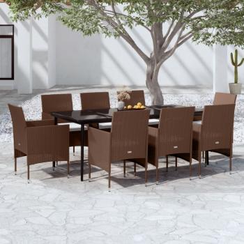 ARDEBO.de - 9-tlg. Garten-Essgruppe mit Kissen Braun und Schwarz