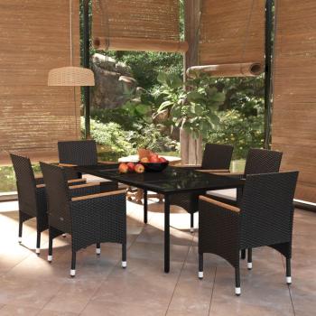 ARDEBO.de - 7-tlg. Garten-Essgruppe mit Kissen Schwarz