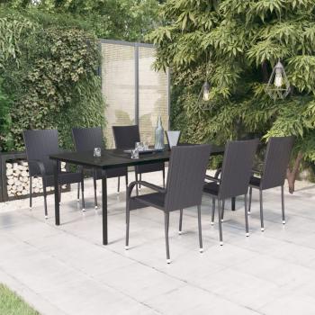 ARDEBO.de - 7-tlg. Garten-Essgruppe Schwarz