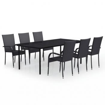 7-tlg. Garten-Essgruppe Schwarz