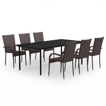 7-tlg. Garten-Essgruppe Braun und Schwarz